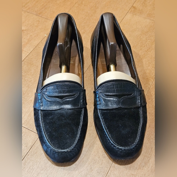 BRUNO MAGLI Italy Men's 11 N Black Leather & Suede Penny Loafers | Luxury Narrow - Picture 3 of 9